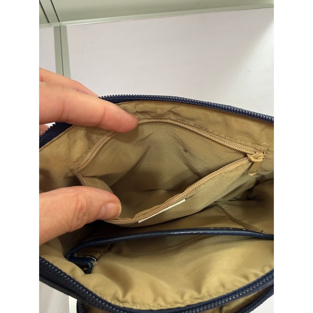 Giani Bernini Navy Blue Genuine Leather Crossbody Bag 9x6 Multi Pocket Purse - Picture 13 of 14